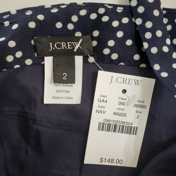 NWT- J Crew Swirling dot Navy Ruffle Dress - Picture 8 of 8